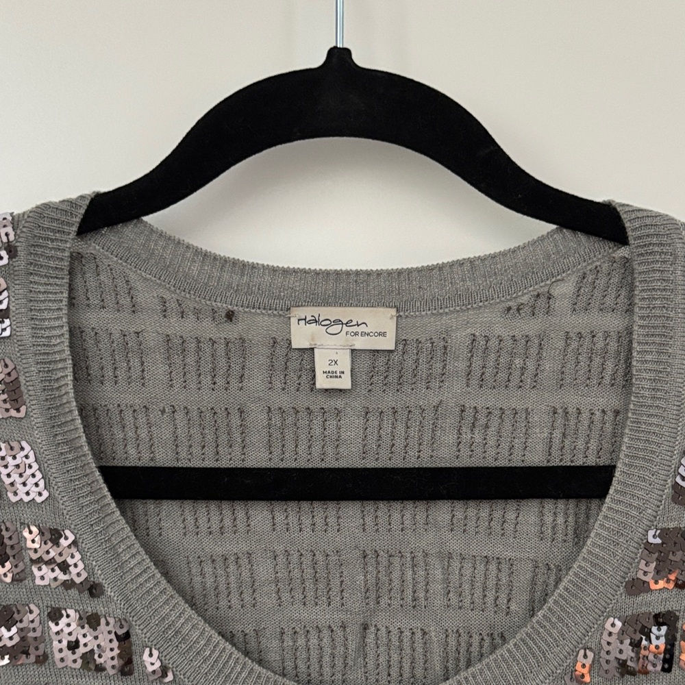 Halogen Silver Sequin Women's Cardigan - Picture 2 of 2